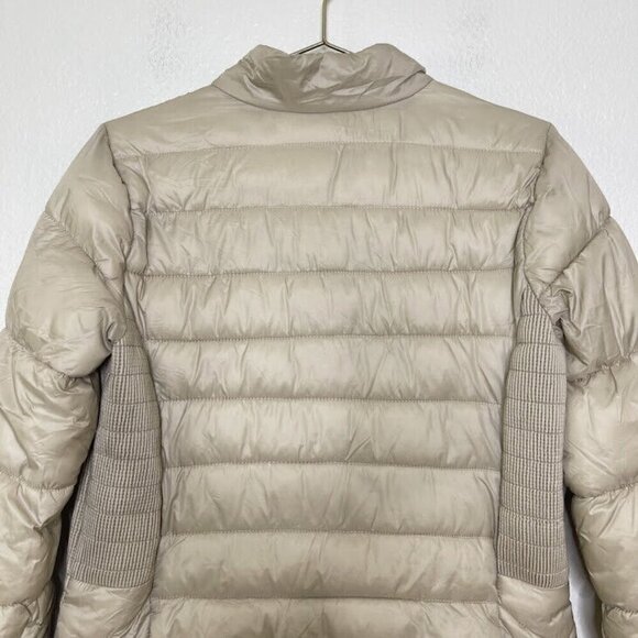 Via Spiga Puffer Jacket Size Medium Beige Full Zip Nylon Winter Packable Coat - Picture 10 of 11